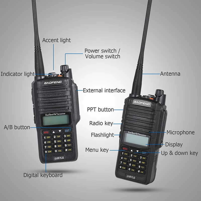 Baofeng UV-9R Plus Waterproof IP68 Walkie Talkie High Power CB Ham 10KM Long Range UV9R portable Two Way Radio
