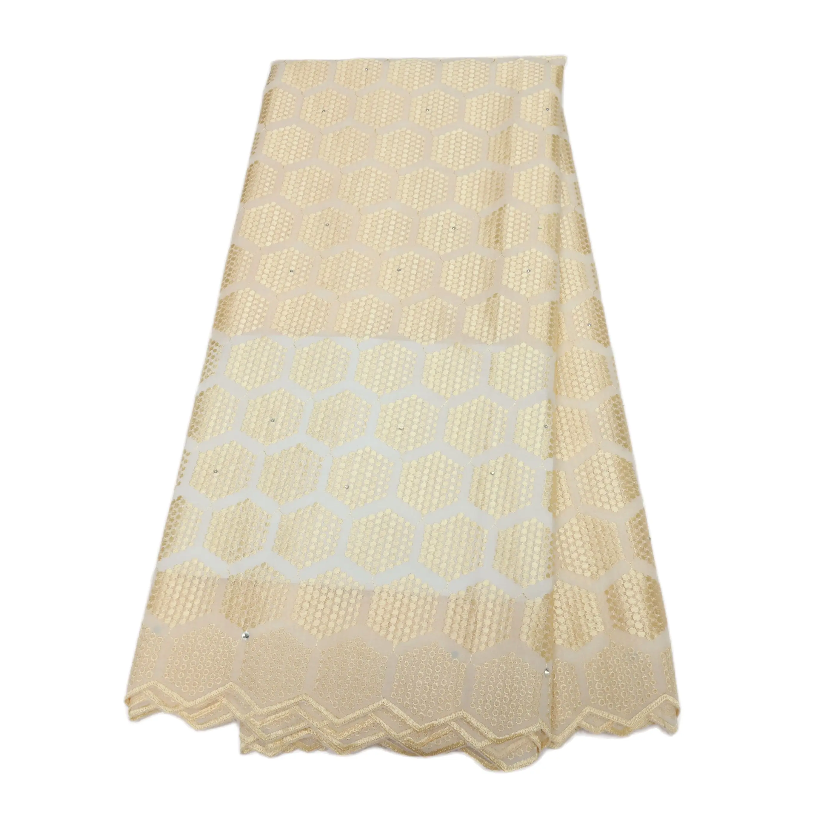 Новая хлопковая кружевная однотонная вышивка, африканская швейцарская вуаль с камнями, Дубайский стиль для шитья одежды, 5 ярдов