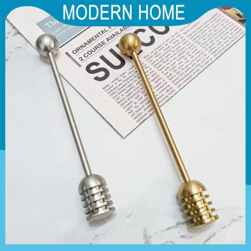 

Straight Handle Honey Stir Bar 304 Stainless Steel Modern Simplicity Stirring Rod With Round Bead Honey Mixer Tableware