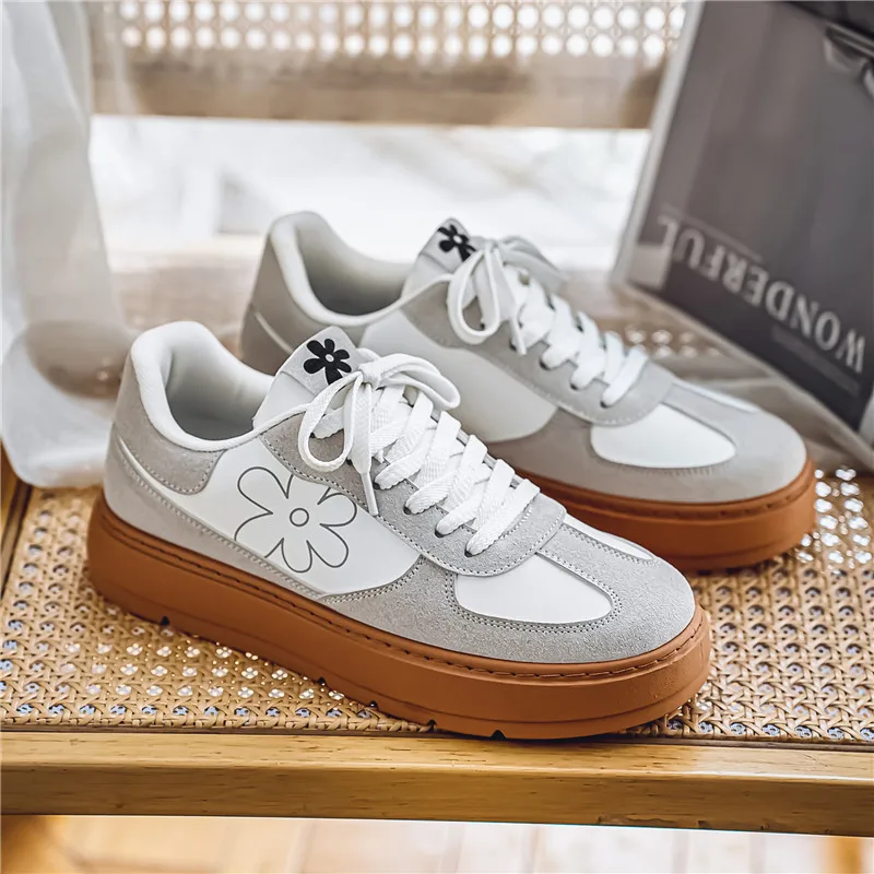 2025 винтажные мужские белые кроссовки с принтом низкие парусиновые для