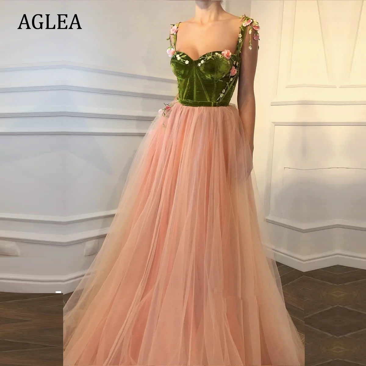 

Женские вечерние платья AGLEA, элегантные строгие платья в пол для выпускного вечера, трапециевидные Драпированные Аппликации в стиле ампир