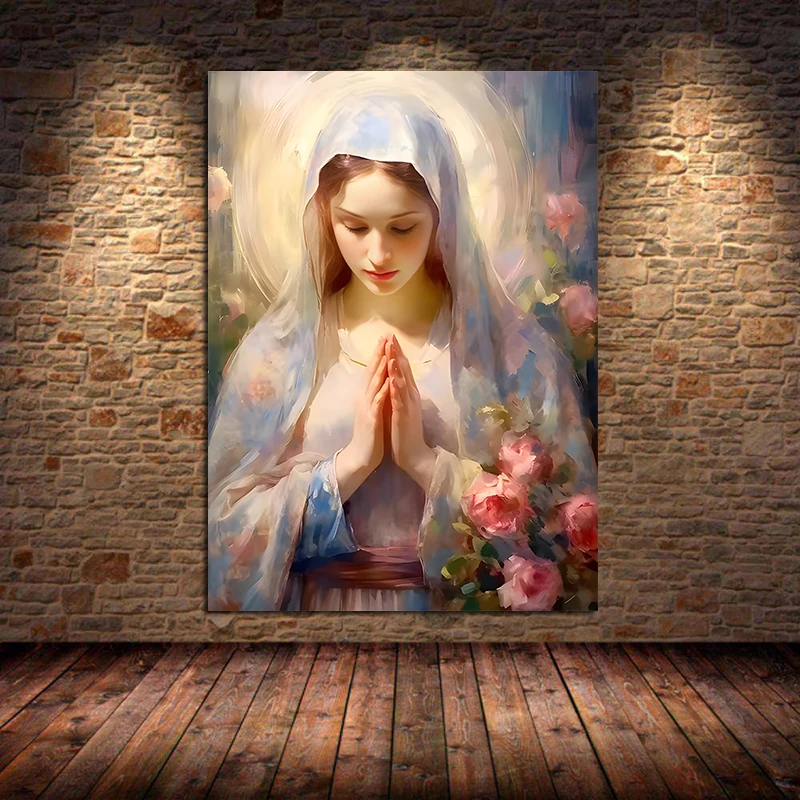 Печать на холсте &quotБлагословенная Дева Мария с ребенком&quot