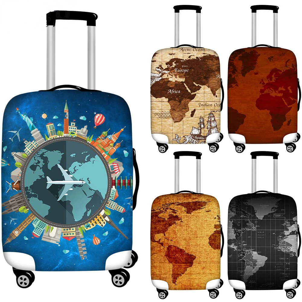HOMDOW World Map Pattern Luggage Protective Cover for Men Wo