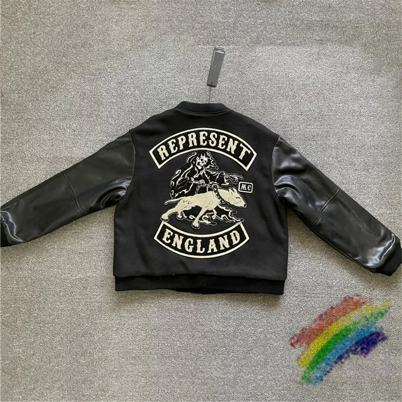 

2021fw Represent Jacket Women Men 1:1 High Quality Flocking Embroidery Represent Hunter Coats England Baseball Outerwear
