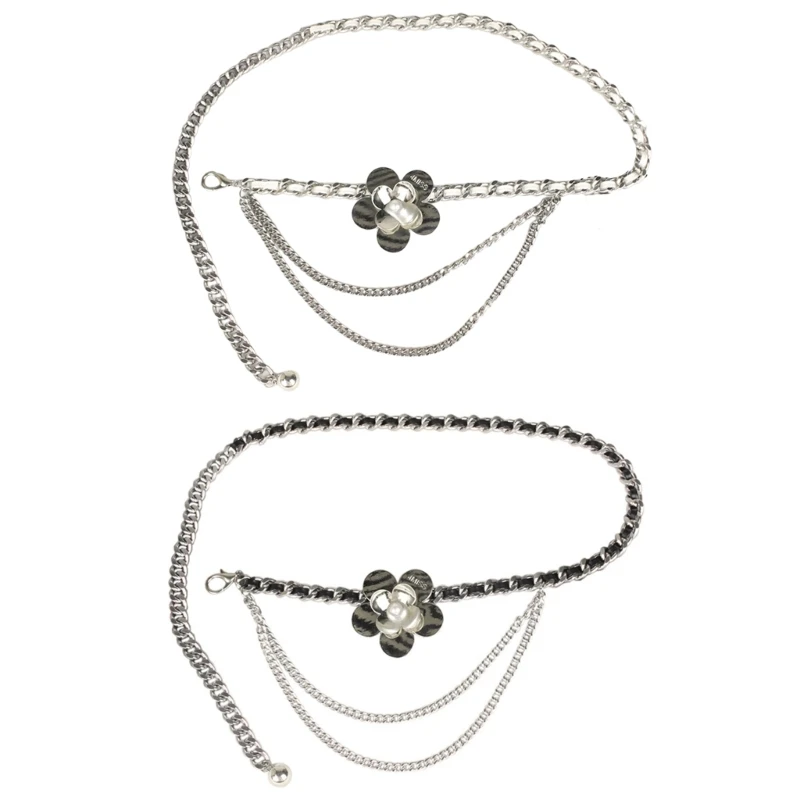 

Ремень с металлической цепочкой для женщин ремень с цветочным орнаментом для джинсовой юбки