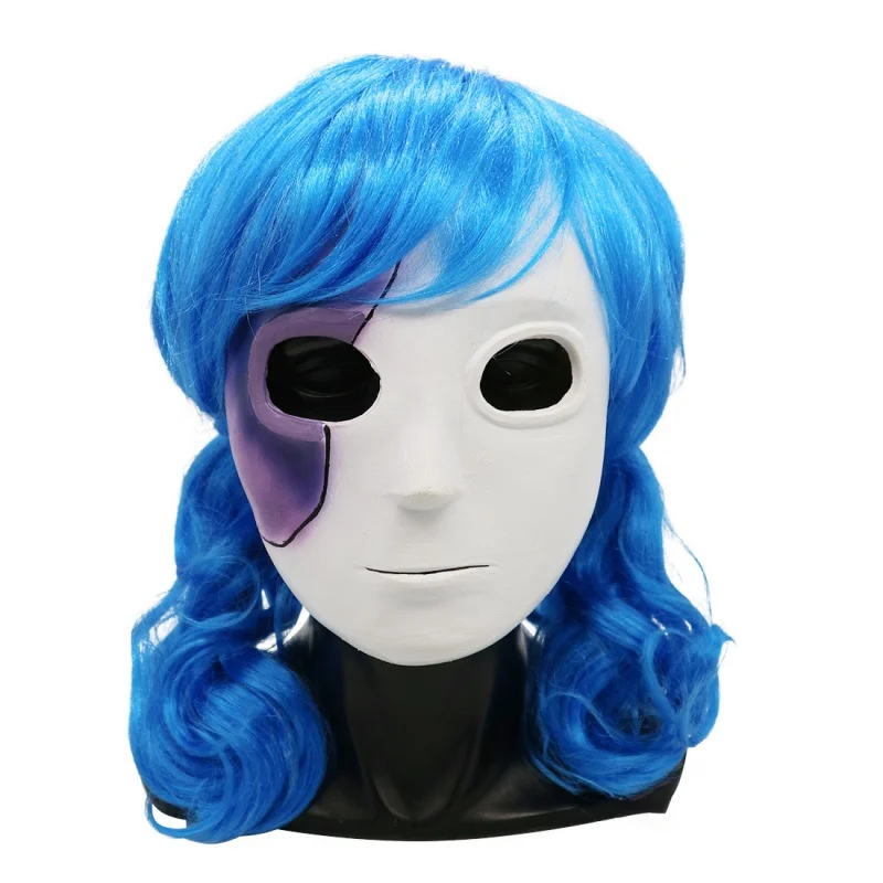 

Game Sally Face Mask Sally Masks Blue Wig Sallyface Cosplay Wig Halloween COS Props Playful Face Halloween Latex Mask