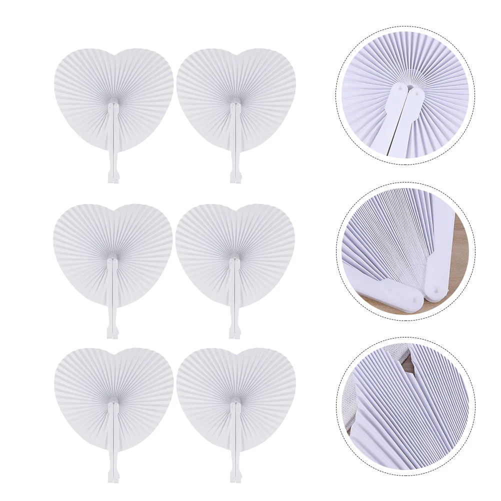 

40Pcs Wedding Paper Fans Heart Paper Fans Decorative Paper Fans Blank DIY Paper Fans for Gift