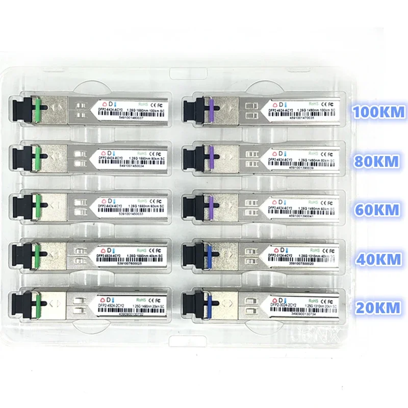 SC SFP Fiber optic module 1.25G 20/40/60/80/100KM 1310/1490/1550nm Single Optical Module Compatible code ONU OLT