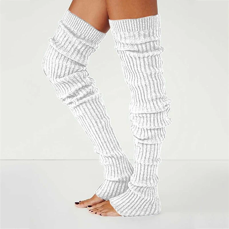 Autumn and Winter Solid Color Knitted Stockings Female Thigh Sexy Long Stockings Leg Warmers Over Knee Socks Women Wool Socks