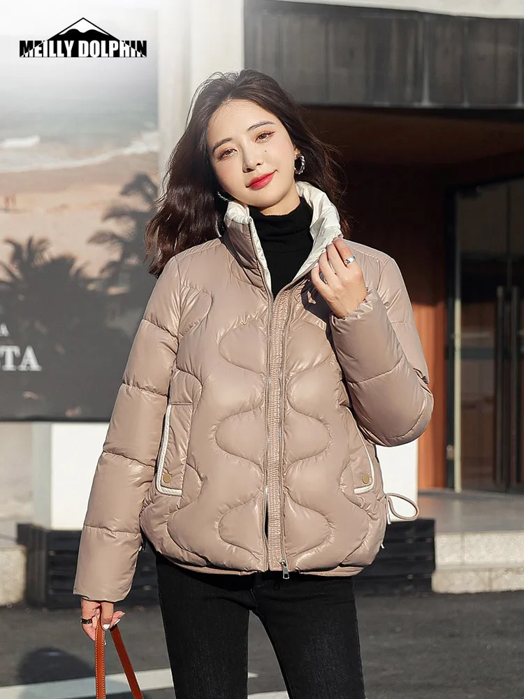 Stand Collar Contrast Color Padded Winter Jacket Women Short 2022 Autumn Winter Bew Bread Clothes Student Winter Coat