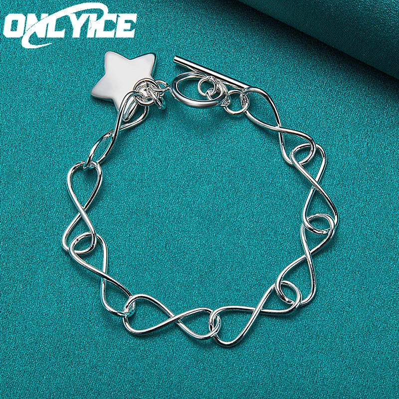 

Fine 925 Sterling Silver Beautiful Five-pointed Star Bracelets For Women Fashion Jewelry Wedding Accessories Party Holiday Gifts
