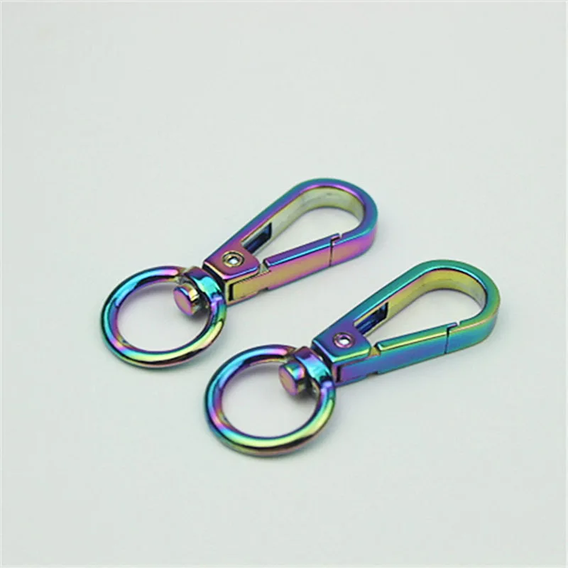20Pc 9/13mm Rainbow Colored Snap Hook Buckle Key Chain Ring Bag Strap Hardware Swivel Trigger Clips Bags Strap Metal Accessories