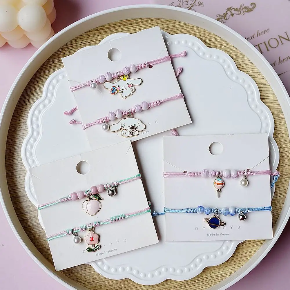 

Kawaii Cinnamoroll Anime Pearl Ceramics Pendant Bracelet Pull Type Sanrio Hand Woven Bracelets Jewelry Accessories Lovers Gift