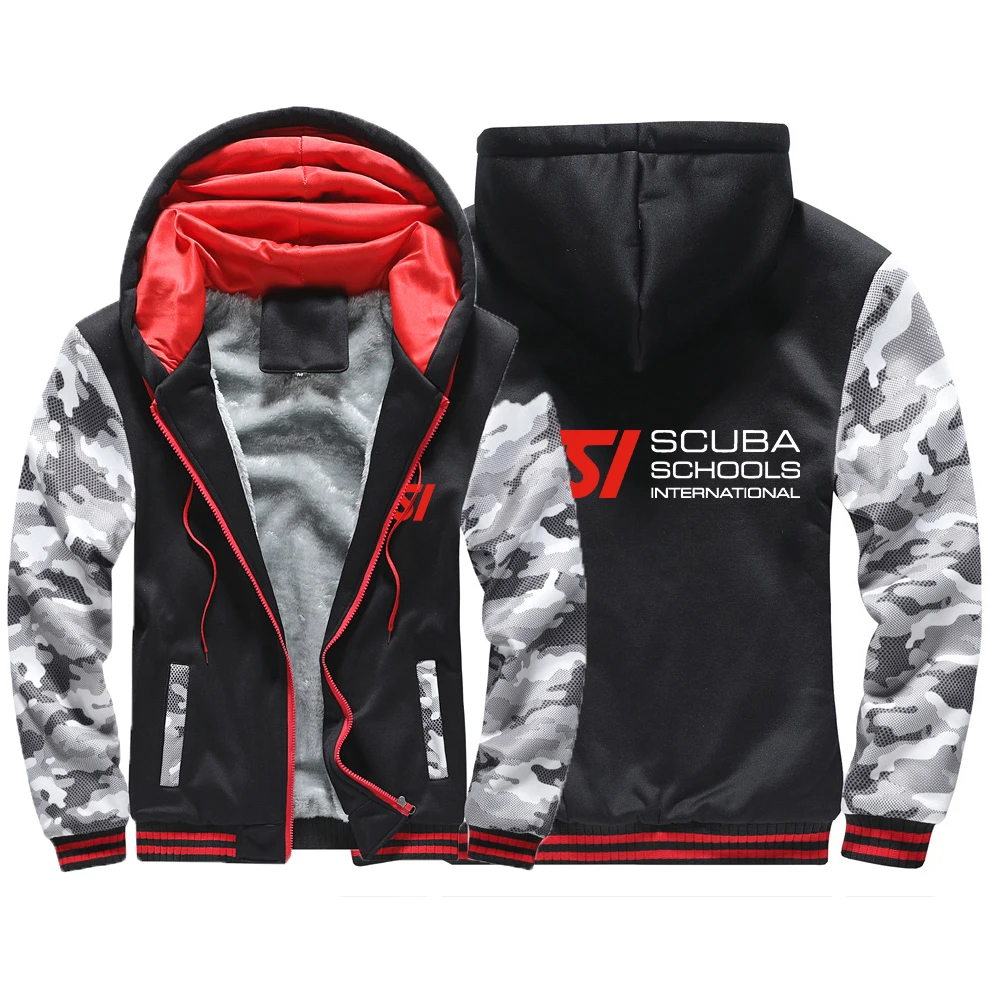 

New Winter Hoodies Scuba Diving Dive SSI Printed Camouflage Sleeve Jacket Men Fleece Harajuku Style Long Sleeve Sweatshirts