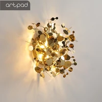 nordic goldchrome led wall lamp stainless steel leaves indoor decor wall light for living room tv backdrop bedroom hotel