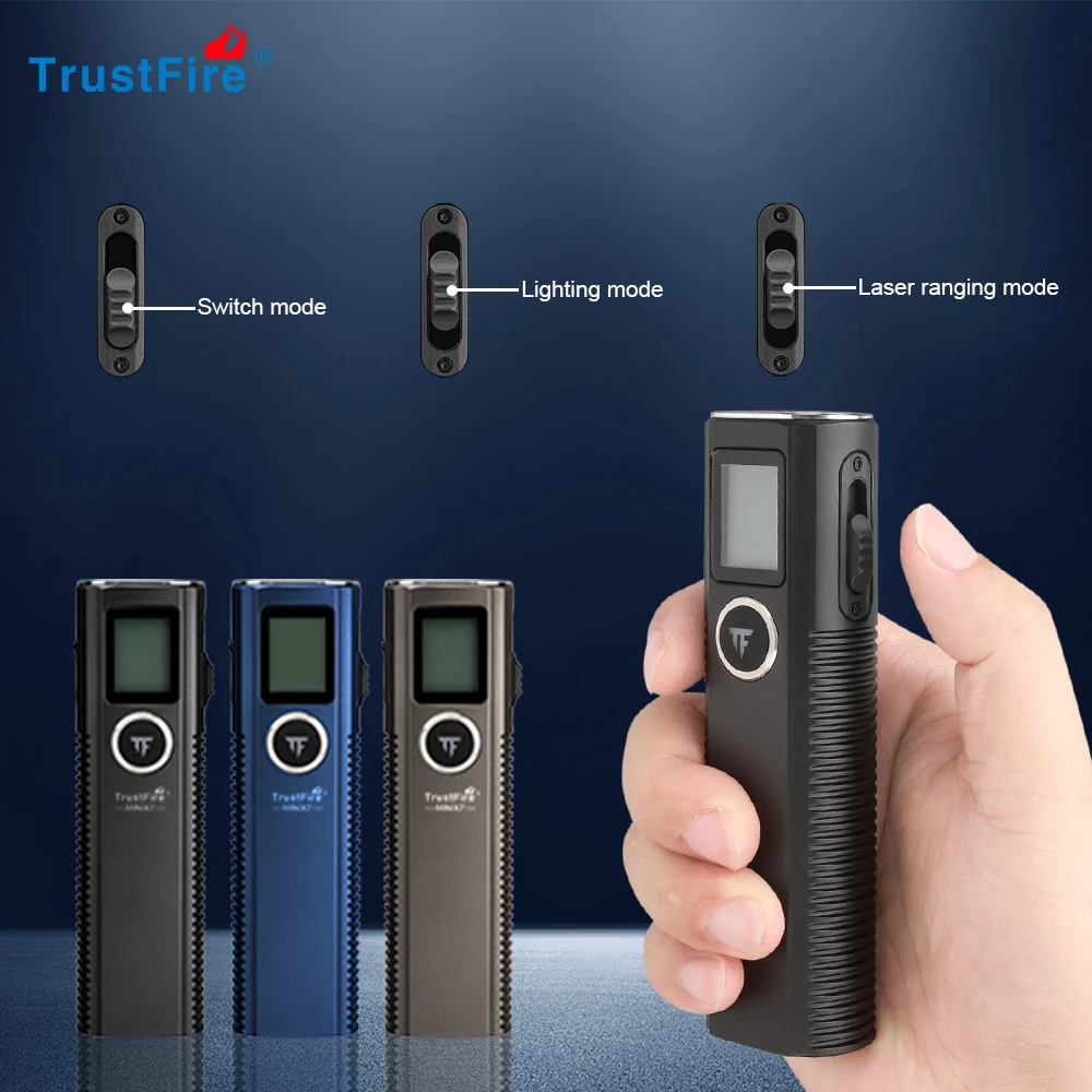 Фото Trustfire MINIX7 лазерный дальномер фонарик переключаемые блоки УФ светодиодный EDC рабочий свет 750LM карманный фонарь для кемпинга с дисплеем №5