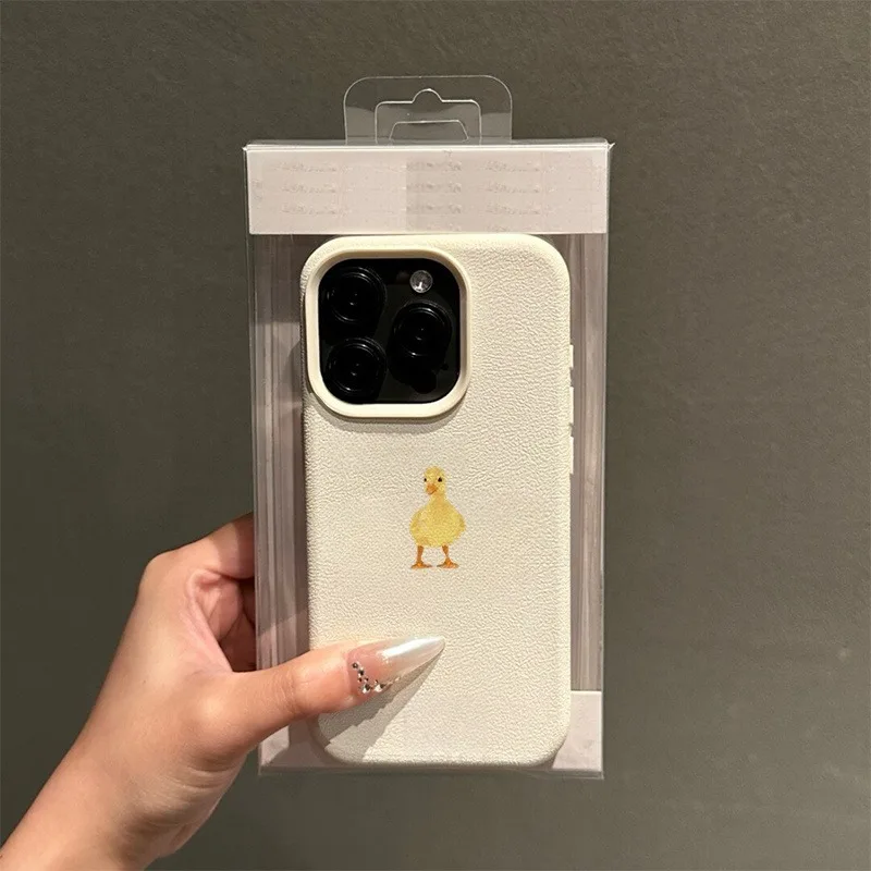 Фото Милый простой чехол для телефона с маленькой желтой уточкой для iPhone 17 Air 16 16e 15 14 13 12 11 Pro Max, защитный чехол от отпечатков пальцев №4
