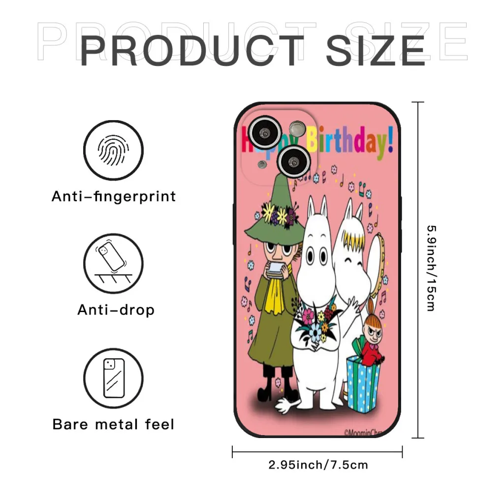 Милый чехол для телефона с рисунком M-MOOMIN в стиле аниме iPhone 15 Pro Max Plus мягкий