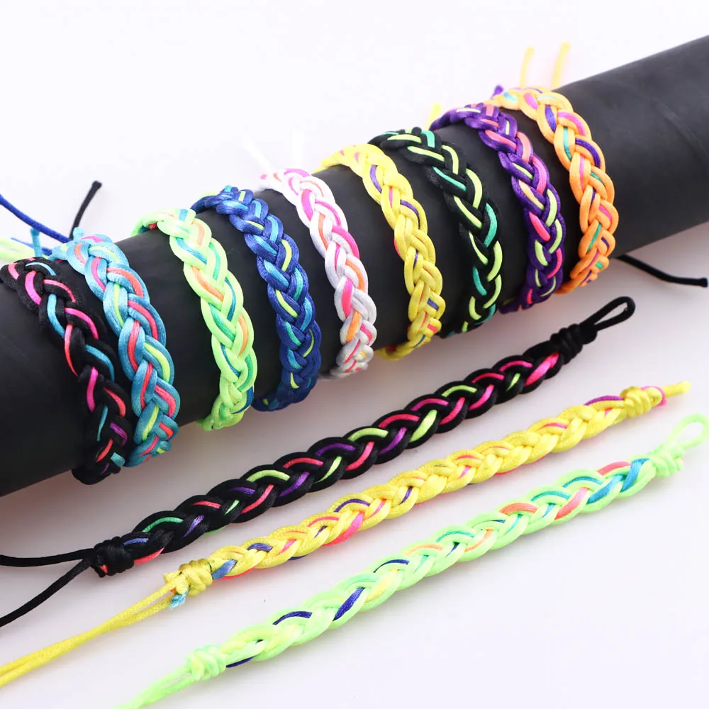 

20Pcs/Lot Woven Friendship Chain Adjustable Cuff Bracelets & Bangles for Men Women Wristband Rope Handmade Jewelry Gifts