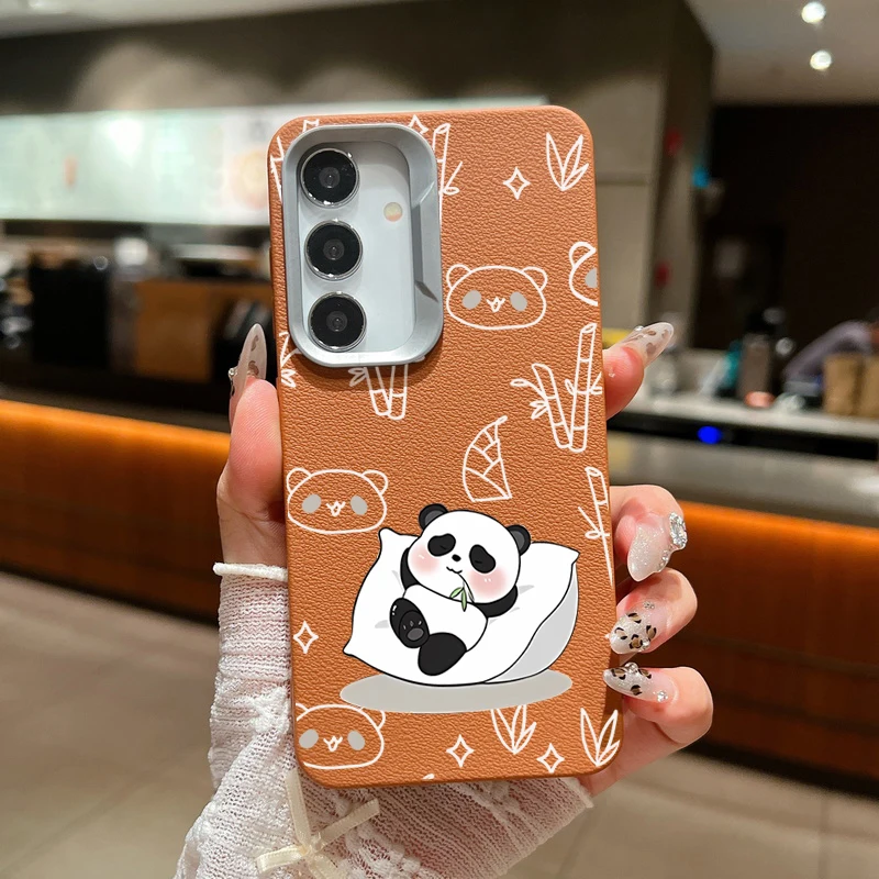 Чехол Lying Down Panda для Samsung Galaxy S24 S23 S22 Ultra S20 S21 FE A16 A14 A34 A15 A25 A35 A55 A52 A53 A54 5G с текстурой