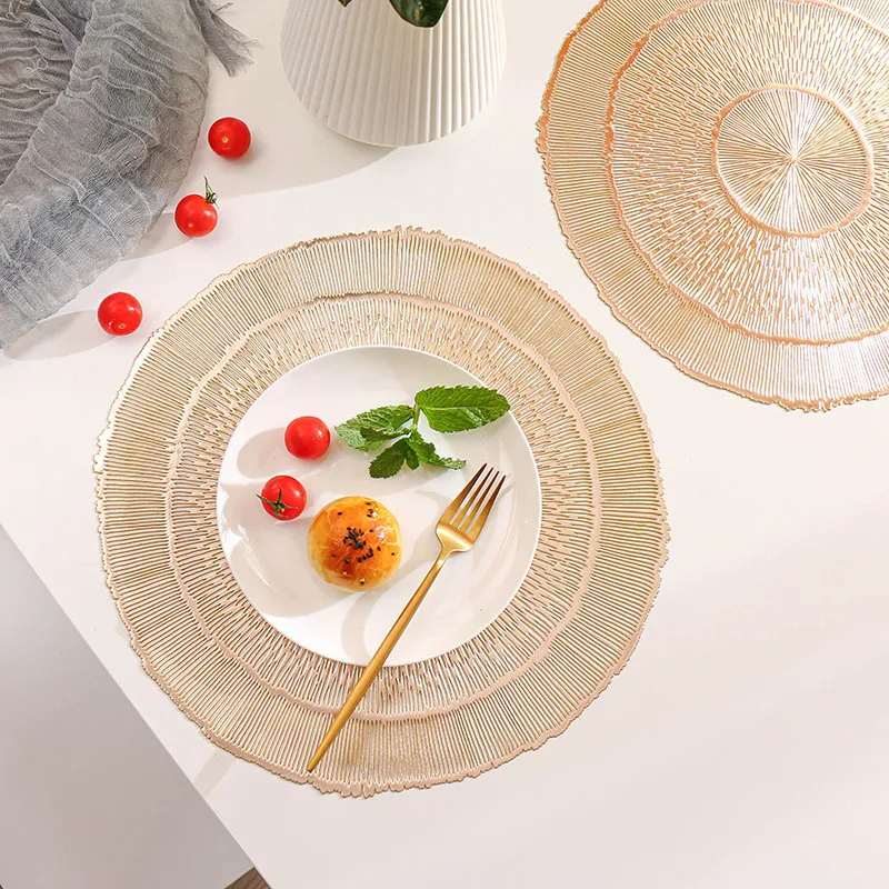 

1Pc 38cm Round Modern Simple Placemat Kitchen Mat Tea Coaster PVC Heat Insulation Pad Table Decoration