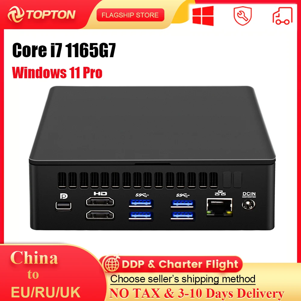 

Topton Mini PC 11th Gen i7 1165G7 i5 1135G7 Thunderbolt 4 2*DDR4 NVMe SSD Windows 11 Gaming Computer 2*HDMI2.0 DP 8K HD HTPC NUC