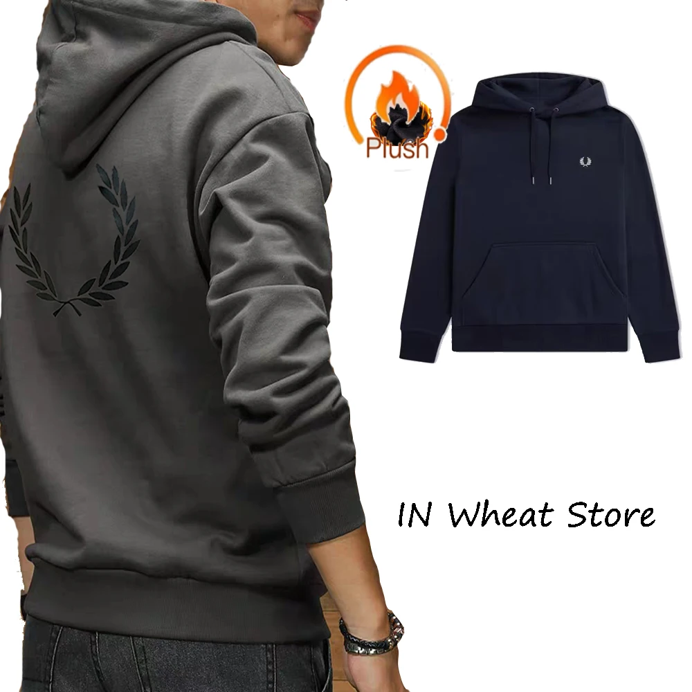 

Мужской свитер с вышивкой пшеницы, повседневный Свободный пуловер из чистого хлопка с капюшоном и длинными рукавами, Осень-зима