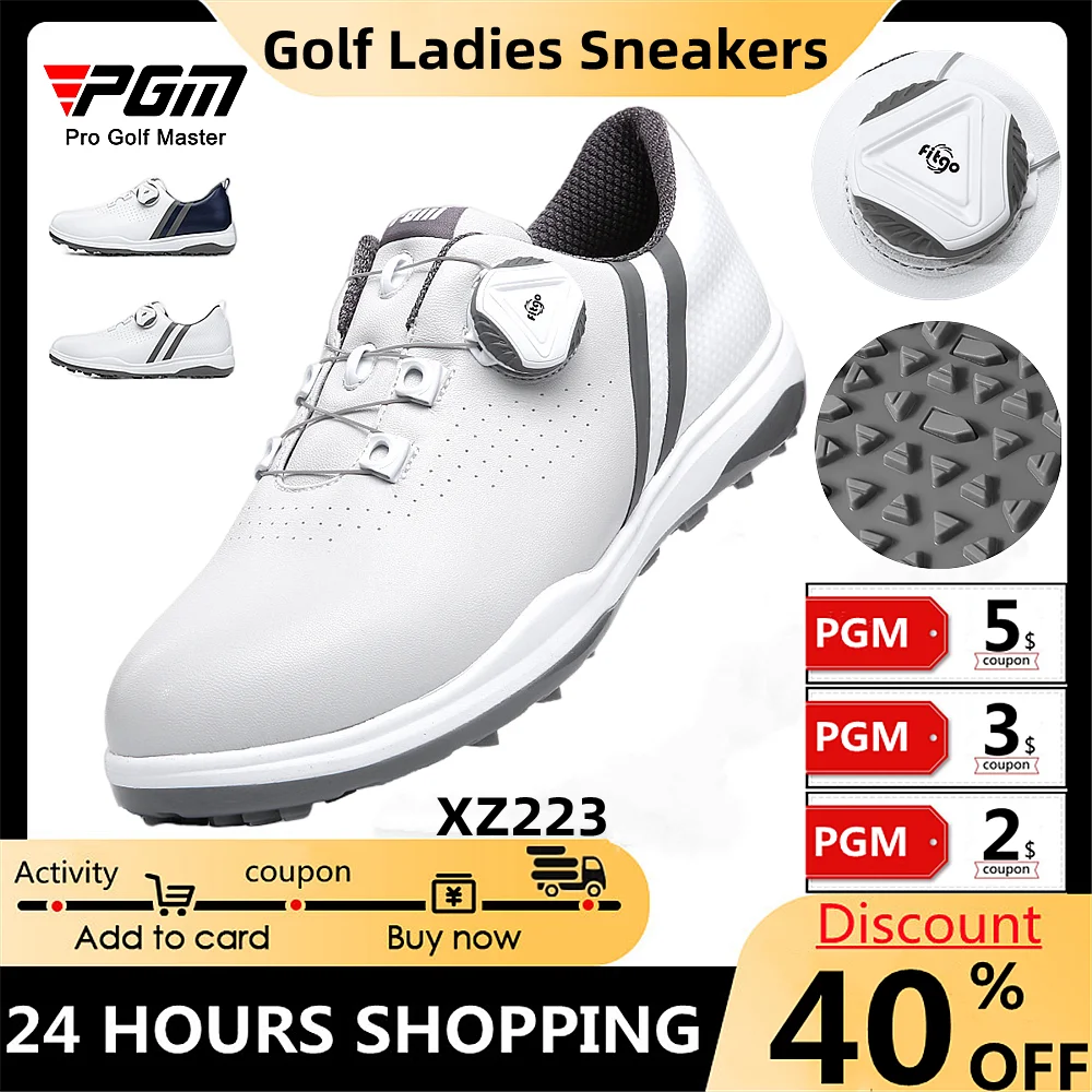 PGM Golf Ladies Sneakers New Golf Shoes Ladies Waterproof Anti-Slip Lightweight Soft Breathable Sneakers Leisure Knob Belt XZ223