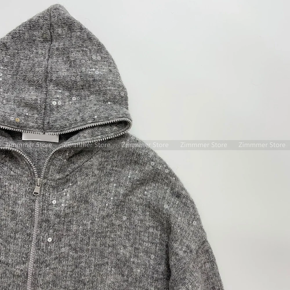 Модный женский осенне-зимний новый тяжелый кашемировый вязаный кардиган с