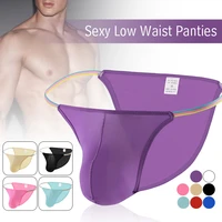 men ice silk briefs ultra thin breathable pouch sexy bikini low rise underwear