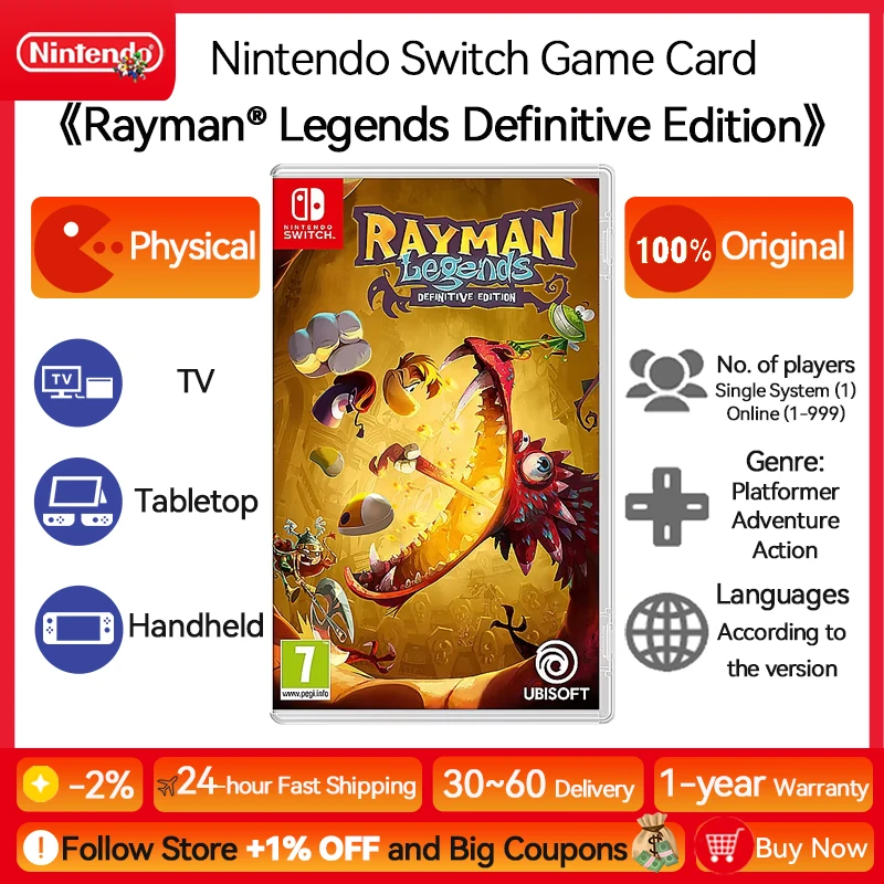 عروض ألعاب Rayman Legends Definitive Edition Nintendo Switch المادية لوحدة تحكم ألعاب Nintendo Switch OLED Switch Lite Switch