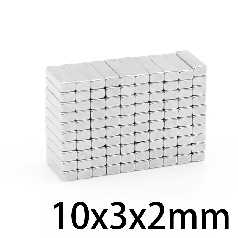 

20/50/100/200/500/1000PCS 10x3x2 Quadrate Rare Earth Neodymium Magnet Sheet N35 Thin Block Permanent Magnet 10x3x2mm 10*3*2 mm