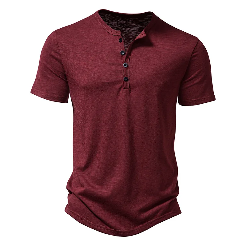 

Ultra-Soft Bamboo Cotton Henley T-Shirts Men 2023 Brand Slim Fit Short Sleeve V Neck T Shirt Men Daily Work Causal Tops Tees XXL