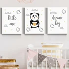 Мультяшная панда, холст, плакат, черно-белая настенная картина для детской комнаты, цитата, печать, рисунок, детские декоративные картины, декор для детской спальни