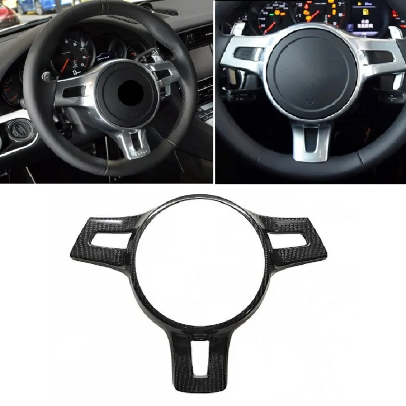 

Dry Carbon Fiber Car Steering Wheel Cover Trim Modeling Decoration For Porsche Panamera 718 981 911 Boxster Cayman Cayenne