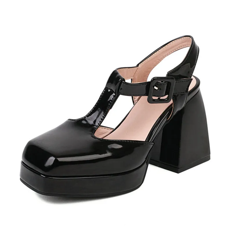 

Женские туфли из искусственной кожи, с заклепками и пряжкой