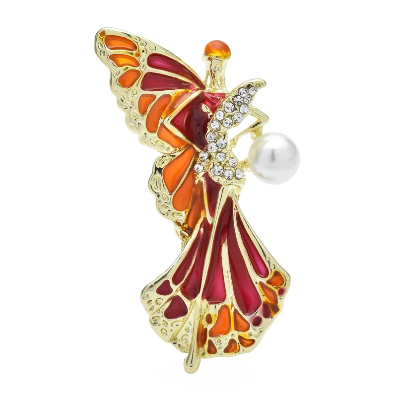 

Wuli&baby Butterfly Figure Brooches For Women 2-color Pearl Enamel Insects Lady Party Casual Brooch Pin Gifts