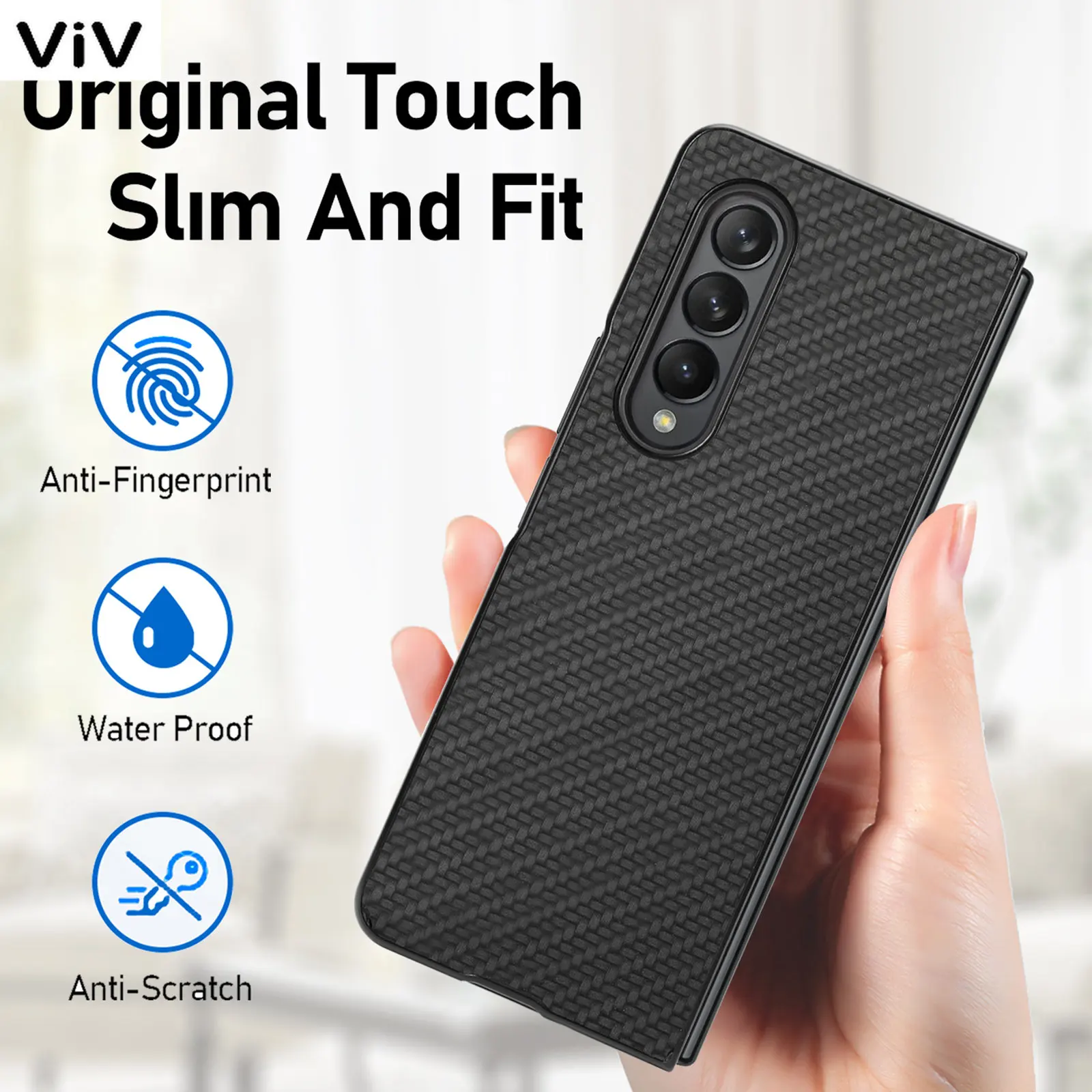 

Shock Proof Plain Carbon Fiber Funda Case for Samsung Galaxy Z Fold4 Fold 4 Fold3 Fold2 Fold 3 2 Zfold4 Anti-Scratch Slim Coque