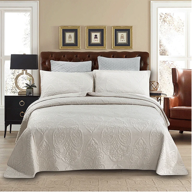 

DAYDAY 3 Piece Double Bed pure cotton Quilt Lightweight Soft Solid Color Cover Bed Sheet lençol de cama casal Bedspreads