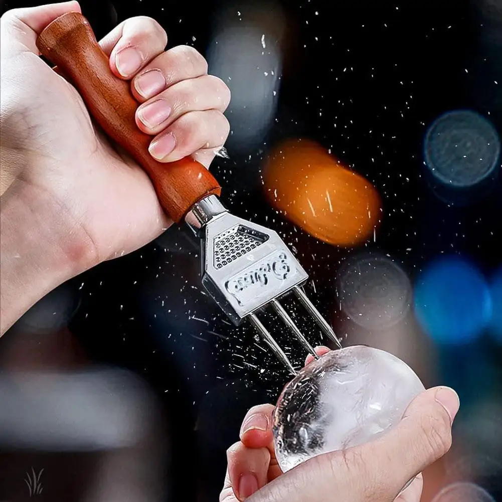 

Japanese Steel Ice Pick Three Pronged Ice Chipper With Wood Handle Ice Crushers For Cocktail Bartender Bar
