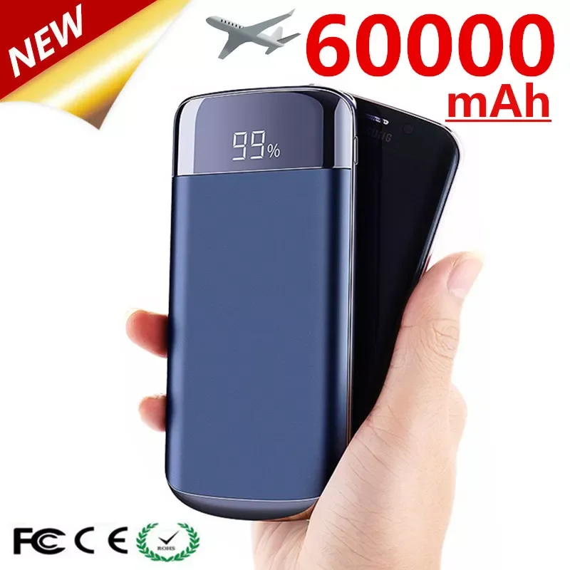 

NEW 60000mAh Power Bank Portable Charger Digital Display Travel Fast Charging With LED Light Power Bank For Xiaomi Phone