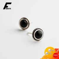fashion stud earrings 925 sterling silver jewelry with obsidian gemstone earrings for women wedding engagement party accessories