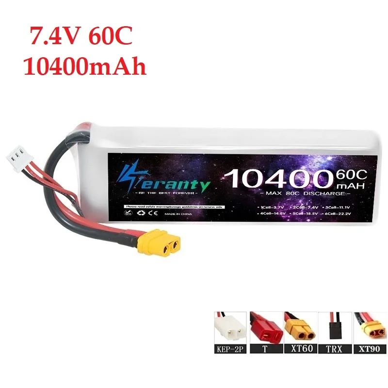

7.4V 10400mah LiPo Battery 2S 60C For Car RC Quadcopter Helicopter Boat Drones High Capacity With T TRX XT60 XT90 2S Battery
