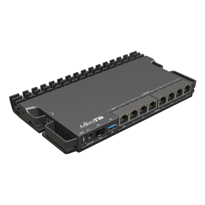 

Mikrotik RB5009UPr+S+IN RB5009 router with PoE-in and PoE-out on all ports, small and medium ISPs. 2.5/10 Gigabit Ethernet SFP+