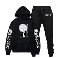 hot tokyo revengers tracksuit anime manjiro sano graphic hoodie and pants two pieces set for men sweatshirt cosplay clothes