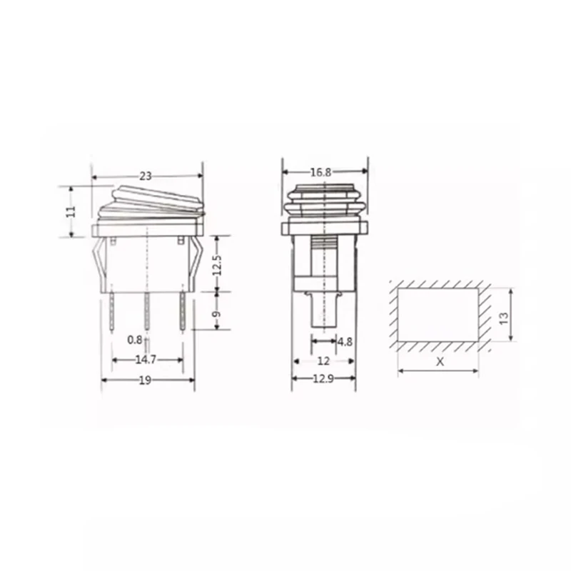 Водонепроницаемый Переключатель KCD1 3-контактный красный переключатель питания с