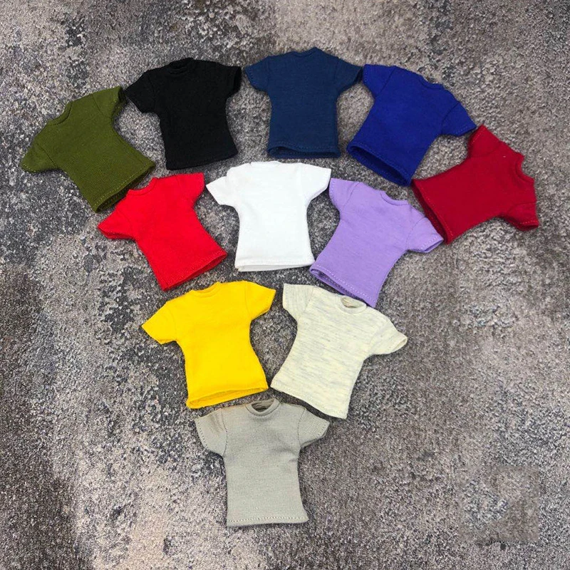 

1/12 Scale Male Female Cotton Loose Round Neck Bottoming T-Shirt Sport Short Sleeves Top for 6" Action Figure Normal/Strong Body