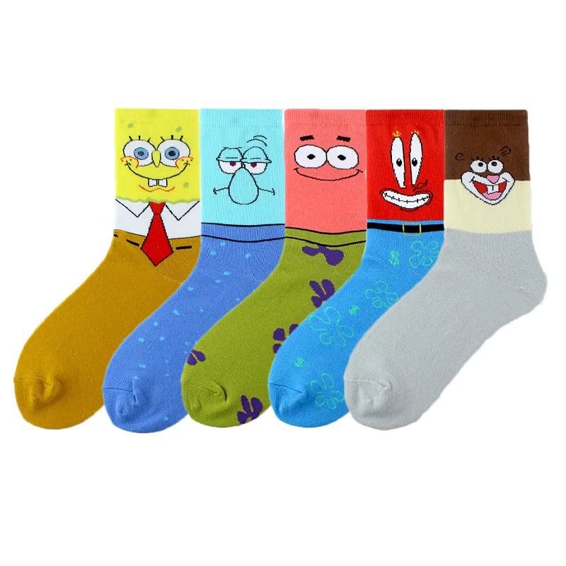 

1pcs SpongeBob SquarePants Socks Womens Anime Patrick Star Squidward Tentacle Cartoon Funny Cotton Stockings Kawaii Men's Socks