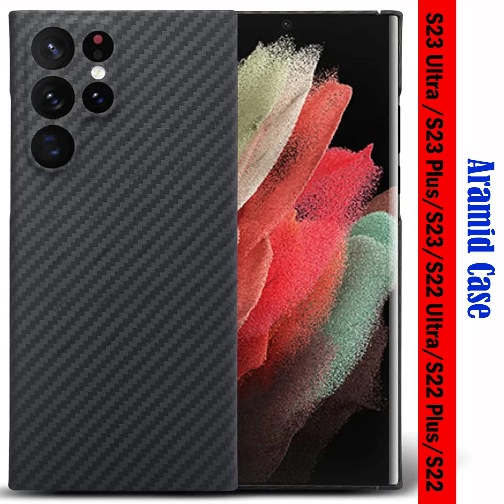 

Precise Hole Capa for Galaxy S23 Ultra Aramid Case Cover for Samsung Galaxy S23 Ultra S22 Plus Real Carbon Aramid Fiber Case