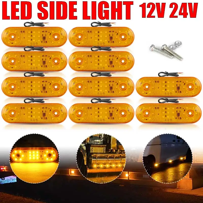 

10pcs 21 LED Side Marker Light Strobe Flash Lamp Brake Tail Light Signal Lamp Warning Light For Car Truck Trailer Tractor ATV RV